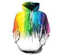 Plustrong Unisex Womens Mens 3D Casual Pullover Hoodie Hooded Sweatshirts with Pockets, 3d Rainbow 110, L-XL