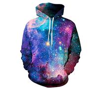 Plustrong Unisex Womens Mens 3D Casual Pullover Hoodie Hooded Sweatshirts with Pockets, Galaxy Hoodie 001, L-XL