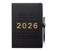 Plusupon 2026 Diary, A5 Diary 2026 Week to View January to December, Daily Monthly Weekly Planner with Colorful Monthly Tabs, Pen, Pen Loop, Bookmark for School Work,Black