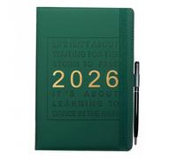 Plusupon 2026 Diary, A5 Diary 2026 Week to View January to December, Daily Monthly Weekly Planner with Colorful Monthly Tabs, Pen, Pen Loop, Bookmark for School Work, Green
