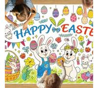Plusupon Easter Colouring Tablecloth, 183×76cm Easter Coloring Table Cloth Poster, Easters Crafts for Kids, Rabbit and Egg Colouring Mat, Easters Table Decorations for Party Supplies