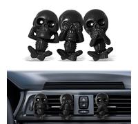 PLUSYES Skull Car Air Freshener Vent Clips, Goth Decor Interior, Gothic Halloween Cool Decoration Horror Skeleton Dashboard Accessories Spooky, Cute Funny Gifts for Men Women
