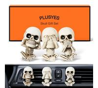 PLUSYES Skull Car Air Freshener Vent Clips, Goth Decor Interior, Gothic Halloween Cool Decoration Horror Skeleton Dashboard Accessories Spooky, Cute Funny Gifts for Men Women