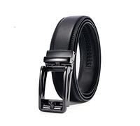 PlusZis 28"-68" Men's Leather Ratchet Dress Belt Big And Tall With Automatic Buckle, Laser Click-14black, Waist:60"-68" Adjustable