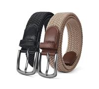 Men’s Belt, Elastic Braided Belt, Stretch Woven Casual Belt 1 3/8", With Gif Box.