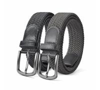 PlusZis Men’s Elastic Braided Belt, Stretch Woven Casual Belt, 1 3/8", With Gif Box.