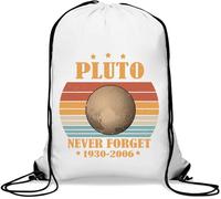 Pluto 1930 to 2006 Never Forget Gym Sack Casual Drawstring Bag White