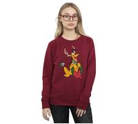 Pluto Christmas Reindeer Sweatshirt Disney Burgundy M