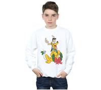 Pluto Christmas Reindeer Sweatshirt Disney White 9 Years