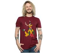 Pluto Christmas Reindeer T-Shirt Disney Burgundy XXL