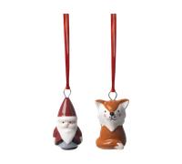 Pluto Design Fox & Santa decoration hanger 2 parts Red-white-brown