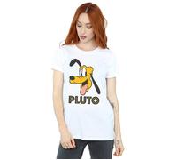Pluto Face Cotton Boyfriend T-Shirt Disney White L