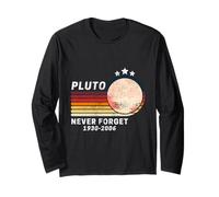 Pluto Never Forget Funny Retro Space Science Long Sleeve T-Shirt