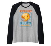 Pluto Never Forget Universe Solar System Space Men's Planet Raglan Baseball Tee