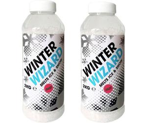 Pluto Packaging 1 Tub 2Kg Winter Wizard Ice & Snow De-Icer White Grit Salt For Roads & Paths