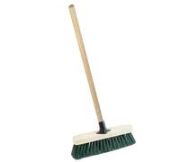 Pluto Packaging 1 X 12" Green Wooden Handle Strong Pvc Bristle Broom Perfect For Sweeping Patios, Yards, Garages & Driveways