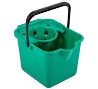 Pluto Packaging 1 X 12L Green Plastic Mop Bucket For Cleaning Hard Floors With Lip For Easy Pouring