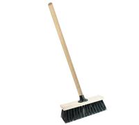 Pluto Packaging 1 X 13" Black Wooden Handle Strong Pvc Bristle Broom Perfect For Sweeping Patios, Yards, Garages & Driveways
