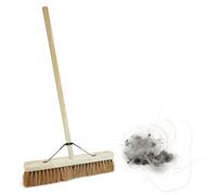 Pluto Packaging 1 X 18" Coco Soft Bristle Sweeping Broom With Handle Perfect For The Garden Yard Or Garage