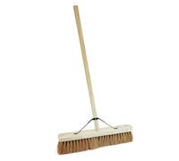 Pluto Packaging 1 X 24" Coco Soft Bristle Sweeping Broom With Handle Perfect For The Garden Yard Or Garage