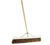 Pluto Packaging 1 X 36" Bassine Hard Bristle Sweeping Broom With Handle Perfect For The Garden Yard Or Garage