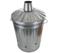 Pluto Packaging 1 X 90L Heavy Duty Xl Fire Burning Galvanized Metal Bin With Special Lid & Handles