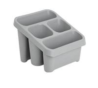 Pluto Packaging 1 X Grey Plastic 4 Compartment Caddy Holder High Grade Sink Tidy Cutlery Drainer Ideal For Kitchens