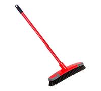 Pluto Packaging 1 X Red Hard Floor Long Handle Deck Broom Ideal For All Indoor Rooms & Gardens