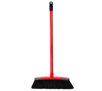 Pluto Packaging 1 X Red Hard Floor Long Handle Stiff Broom Ideal For All Indoor Rooms & Gardens