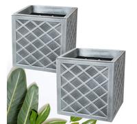 Pluto Packaging 1 X Small Garden Lazio Square Planter Plastic Pot Summer Outdoor Garden Boxes For Home & Office