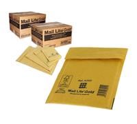 Pluto Packaging 1000 X A/000 (110X160mm) Gold Mail Lite Thick Bubble Lined Protective Postal Mailing Shipping Envelopes