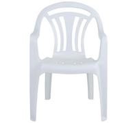 Pluto Packaging 12 X White Stackable Low Back Outdoor Space Saving Garden Plastic Patio Chairs