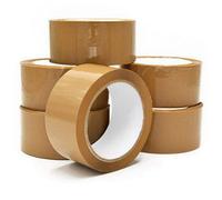 Pluto Packaging 144 Rolls 50mm X 66M Brown Low Noise Acrylic Super Sticky Packaging Tape For Sealing Parcels & Boxes