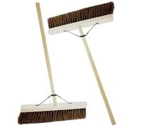 Pluto Packaging 2 X 24" Bassine Hard Bristle Sweeping Brooms With Handle Perfect For The Garden Yard Or Garage