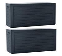 Pluto Packaging 2 X 280L Extra Large Outdoor Multipurpose Garden Furniture Storages Box With Lids