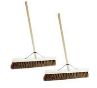 Pluto Packaging 2 X 36" Bassine Hard Bristle Sweeping Brooms With Handle Perfect For The Garden Yard Or Garage