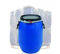 Pluto Packaging 2 x 60 Litre Plastic Blue Open Top Barrel with Lid & Ring