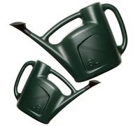 Pluto Packaging 2 X 6L Green Plastic Watering Cans With Rose Head Sprinkler Perfect For Watering Plants & Flowers