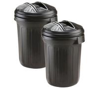 Pluto Packaging 2 X 80 Litre Large Heavy Duty Shatterproof Outdoor Rubbish Waste Storage Bins With Lids