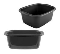 Pluto Packaging 2 X 9.5 Litre Black Rectangular Washing Up Bowl With Integrated Carry Handles