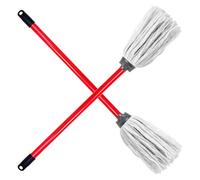 Pluto Packaging 2 X Home Office & Commercial Use Super Absorbent Cotton Floor Mop Head With Handle For Cleaning Hard Floors