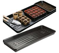 Pluto Packaging 2 X Large Black Multi Use Black Grow Bag Trays For Gardening, Growing & Transporting Pots