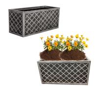 Pluto Packaging 2 X Lazio Effect Trough Patio Planters Pewter Grey Large Garden Flower Pots