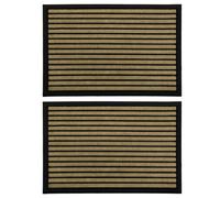 Pluto Packaging 2 X Long Lasting Striped Non-Slip Super Absorbent Grass, Mud, Dirt Large 40X60Cm Scraper Doormats With Rubber Backing
