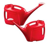 Pluto Packaging 2 X Red 6L Lightweight Watering Can With Handle & Sprinkler Head Suitable For Watering Plants, Tubs, Pots & Hanging Baskets