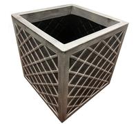Pluto Packaging 2 X Square Lazio Effect Patio Planters Pewter Grey Large Garden Flower Pots