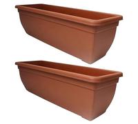Pluto Packaging 2 X Winchester Trough Terracotta 60Cm Rectangular Bell Pot Indoor Outdoor Flower Planters