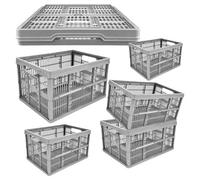 Pluto Packaging 3 X 32 Litre Multipurpose Foldable Stacking Crates Complete With Handles Perfect For Storage