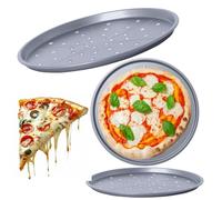 Pluto Packaging 33cm Non-Stick Easy to Use Large Round Pizza Oven Tray Fridge & Freezer Safe (2)