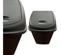 Pluto Packaging 50 Litre Home Office General Waste Black Swing Flip Top Kitchen Dustbin (3)